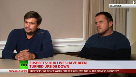 Russia&#39;s state-owned RT network on Thursday aired an interview with the two men suspected by UK authorities of poisoning former Russian spy Sergei Skripal and his daughter, one day after Russian President Vladimir Putin encouraged the suspects to speak to the media. In an interview with RT editor-in-chief Margarita Simonyan, two men who identified themselves as Alexander Petrov and Ruslan Boshirov said they had nothing to do with the poisoning of the Skripals in Salisbury, England, saying they had reached out to RT to tell their side of the story.