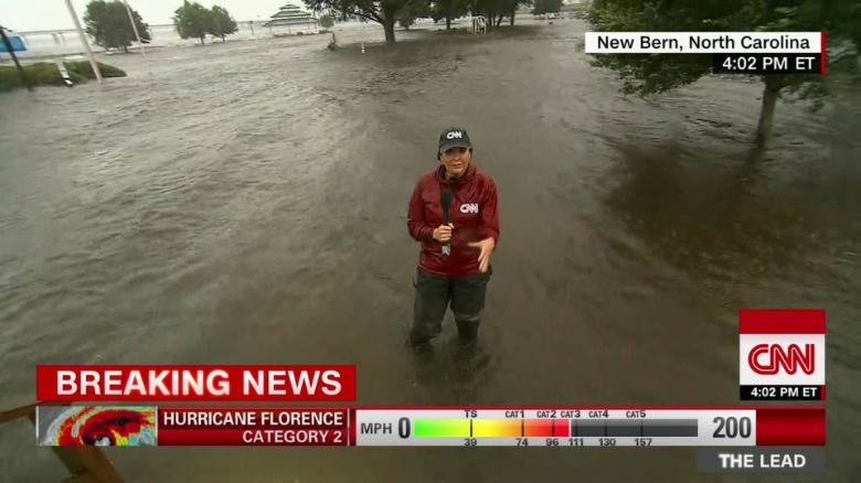 Flood levels quickly rising as Florence hits coastline