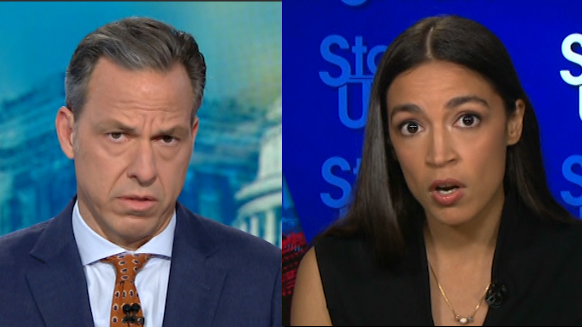 Image result for images of jake tapper and aoc