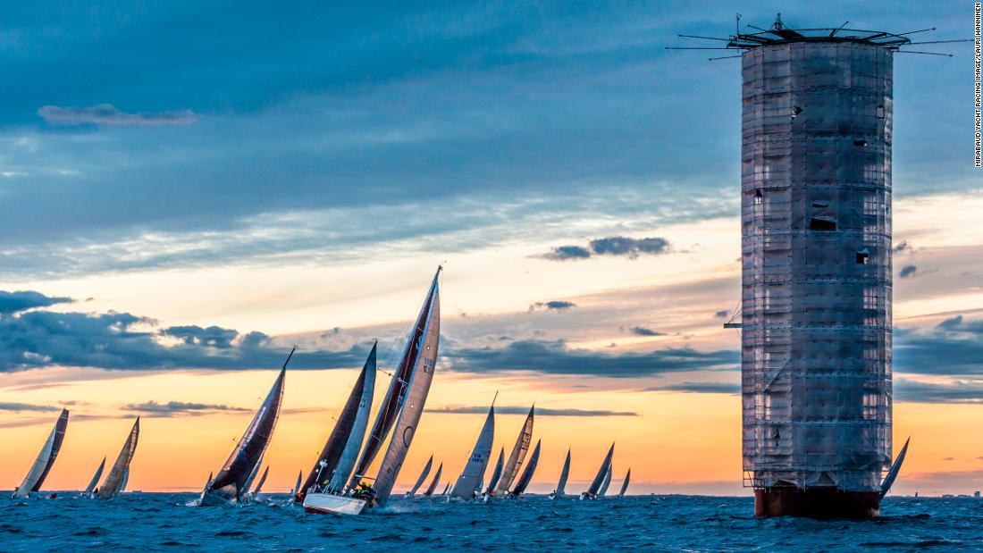 Lauri Hänninen&#39;s shot captures the Helsinki lighthouse in the Baltic Sea during Finland&#39;s biggest off-shore sailing race. &quot;[The lighthouse] was under renovation and looked strangely sci-fi in the middle of light Nordic summer night,&quot; says Lauri. 