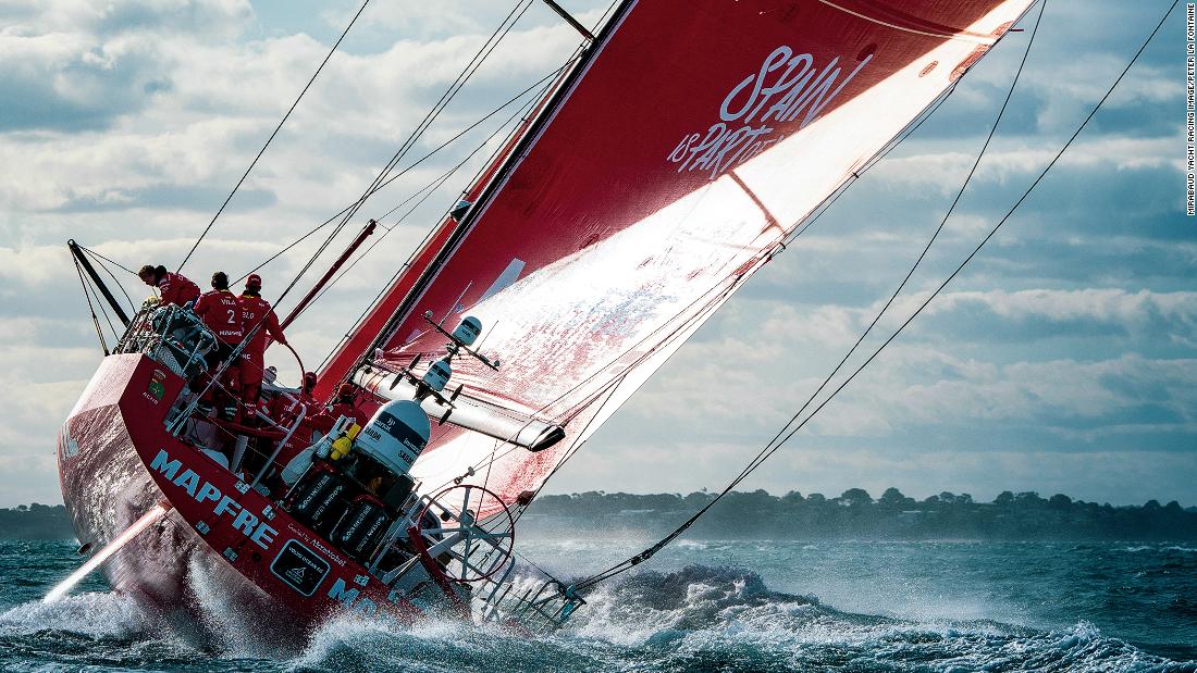 Peter La Fontaine took this shot of a Volvo Ocean 65 passing through Port Phillip Bay Heads, Australia, while competing in the around-the-world yacht race. &quot;This photo reveals the immense power in these incredible racing yachts,&quot; says La Fontaine.