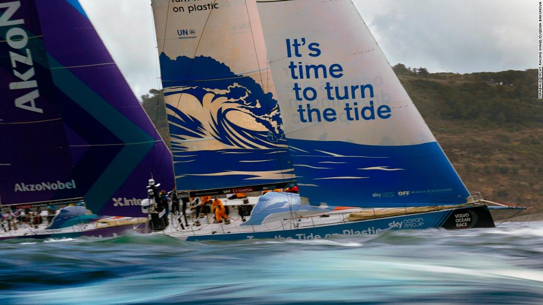 Russian photographer Eugenia Bakunova took a dynamic shot of two boats during the Volvo Ocean Race in Lisbon. 