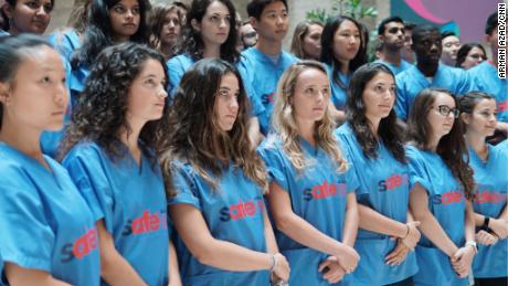 Medical students at the Icahn School of Medicine at Mount Sinai held a demonstration last week, wearing custom scrubs that featured a bullet hole in the word &quot;safe.&quot;