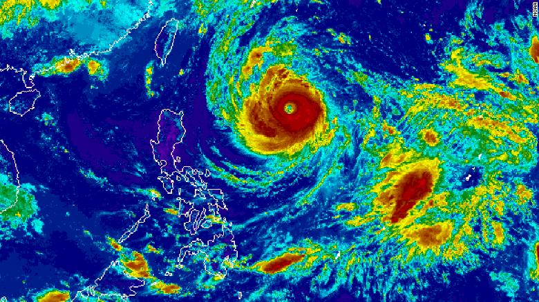 Typhoon Trami builds in the West Pacific. It is expected to reach Super Typhoon size before hitting Taiwan later this week. 