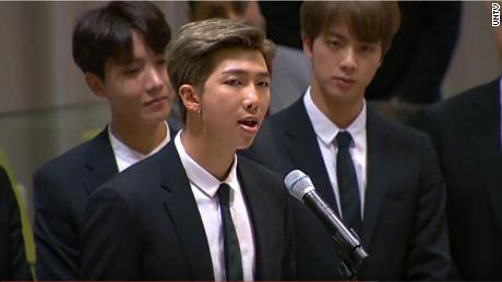 K-pop band BTS address the UN General Assembly in New York.