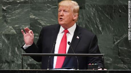 US President Donald Trump speaks during the General Debate of the 73rd session of the General Assembly at the United Nations in New York September 25, 2018. (Photo by TIMOTHY A. CLARY / AFP)        (Photo credit should read TIMOTHY A. CLARY/AFP/Getty Images)