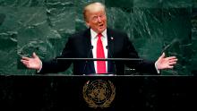 President Donald Trump addresses the 73rd session of the United Nations General Assembly, at U.N. headquarters, Tuesday, Sept. 25, 2018. (AP Photo/Richard Drew) 