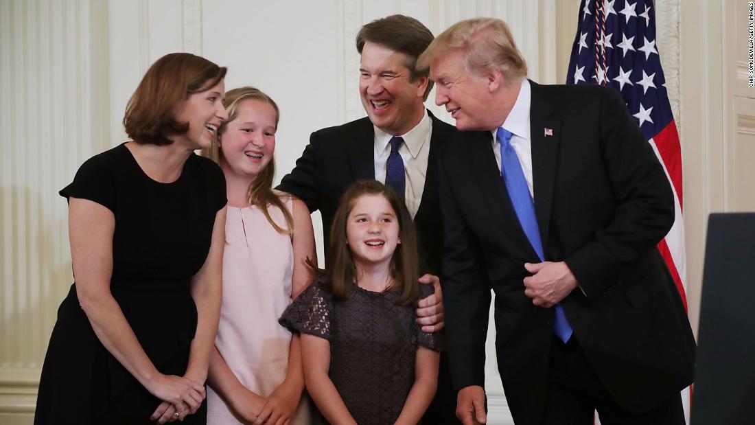 President Trump with Judge Kavanaugh, wife Ashley Estes Kavanaugh and their daughters, Margaret and Liza, after Trump&#39;s announcement of the judge as nominee to the United States Supreme Court.