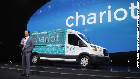 DETROIT, MI - JANUARY 09:  Mark Fields, President and CEO of Ford, speaks about Chariot transit service which was recently purchased by Ford at the North American International Auto Show (NAIAS) on January 9, 2017 in Detroit, Michigan. The show is open to the public from January 14-22.  (Photo by Scott Olson/Getty Images)