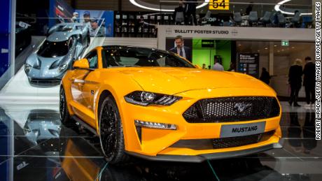 GENEVA, SWITZERLAND - MARCH 07: Ford Mustang is displayed at the 88th Geneva International Motor Show on March 7, 2018 in Geneva, Switzerland. Global automakers are converging on the show as many seek to roll out viable, mass-production alternatives to the traditional combustion engine, especially in the form of electric cars. The Geneva auto show is also the premiere venue for luxury sports cars and imaginative prototypes. (Photo by Robert Hradil/Getty Images)