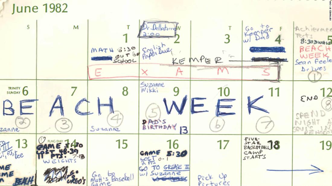 1982 calendar entries from Brett Kavanaugh CNNPolitics