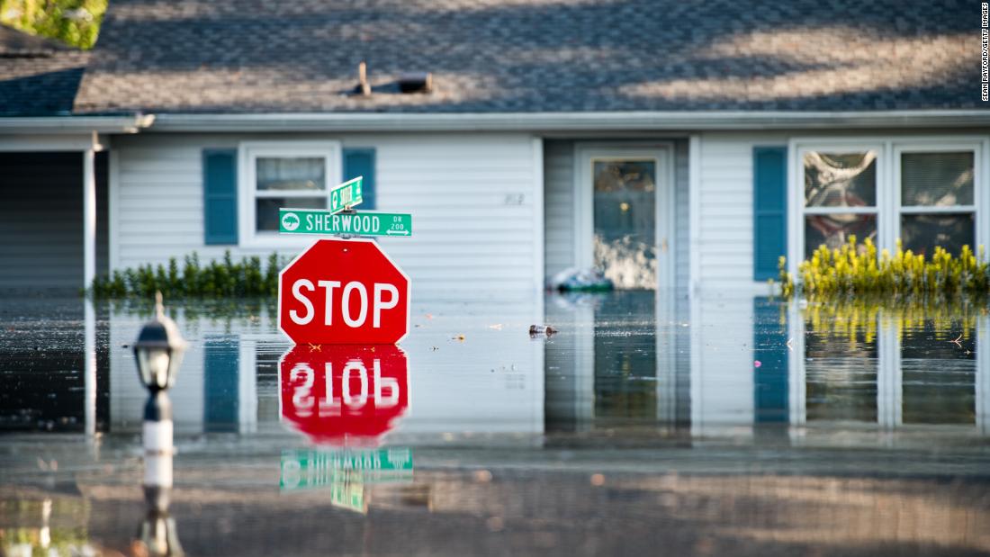 A home in Conway, South Carolina, is inundated by floodwaters on Wednesday, September 26, one week after Hurricane Florence.