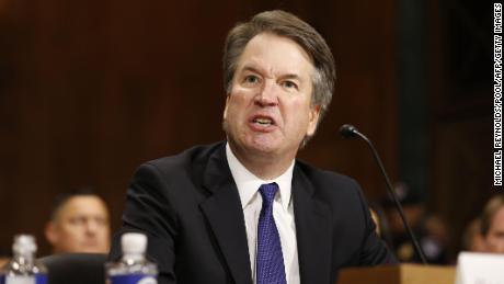 Brett Kavanaugh speaks at the Senate Judiciary Committee hearing on the nomination of Brett Kavanaugh to be an associate justice of the Supreme Court of the United States, on Capitol Hill in Washington, DC, on September 27, 2018. (Photo by MICHAEL REYNOLDS / POOL / AFP)        (Photo credit should read MICHAEL REYNOLDS/AFP/Getty Images)