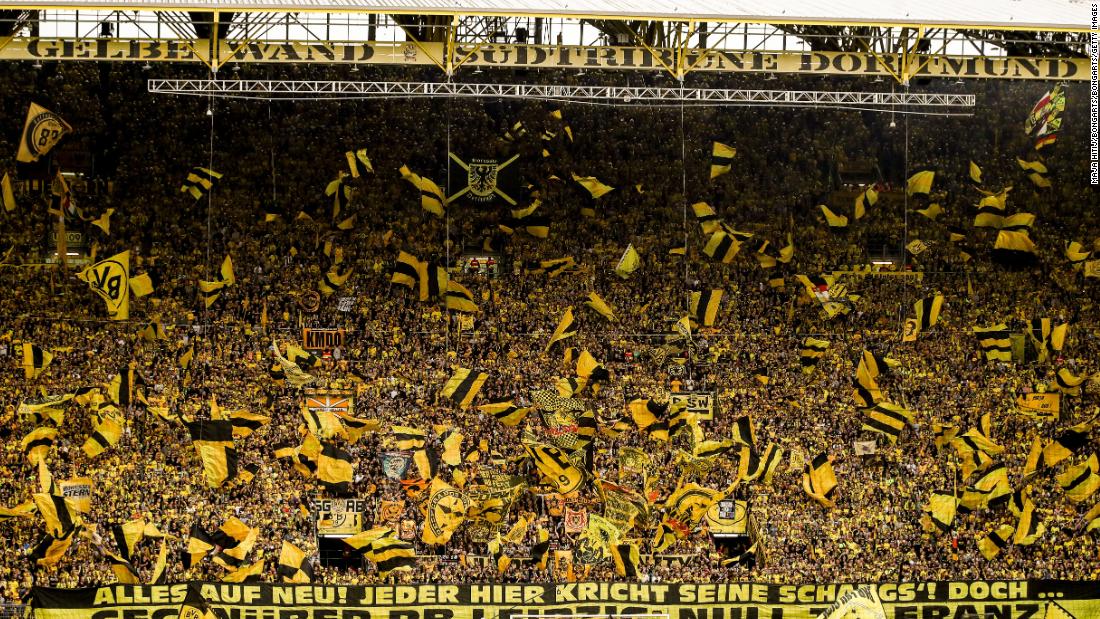 Borussia&#39;s Dortmund&#39;s Westfalenstadion Stadium is known for its &quot;Yellow Wall.&quot; The south stand is packed full of impassioned fans who together create one of the most spell-binding sights in football. Dressed in the team&#39;s yellow and black, supporters create an intimidating atmosphere for the opposition.   