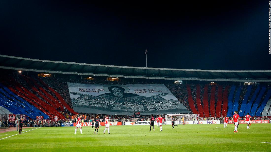 The Rajko Mitic Stadium in Serbia can be one of the most intimidating places to play football. Fans create huge banners in support of the team and frequently use pyrotechnics to intimidate the opposition.