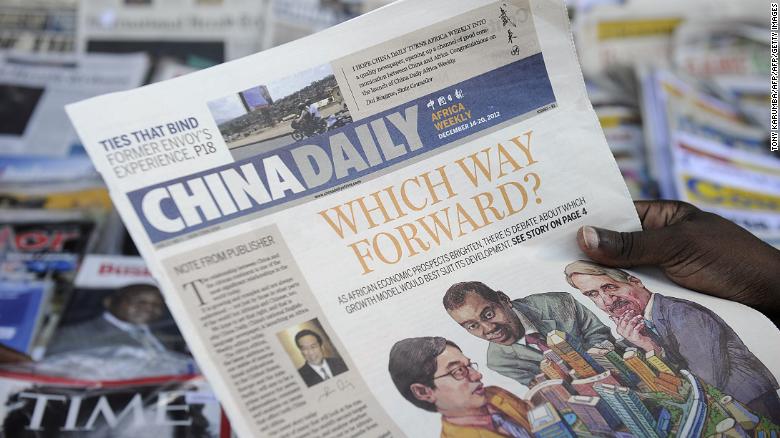 Copies of China Daily&#39;s Africa edition. The state-run newspaper has invested heavily in targeting the continent. 