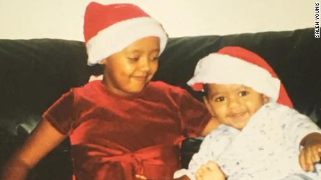 Ciham Ali Ahmed and her younger brother celebrate Christmas. 