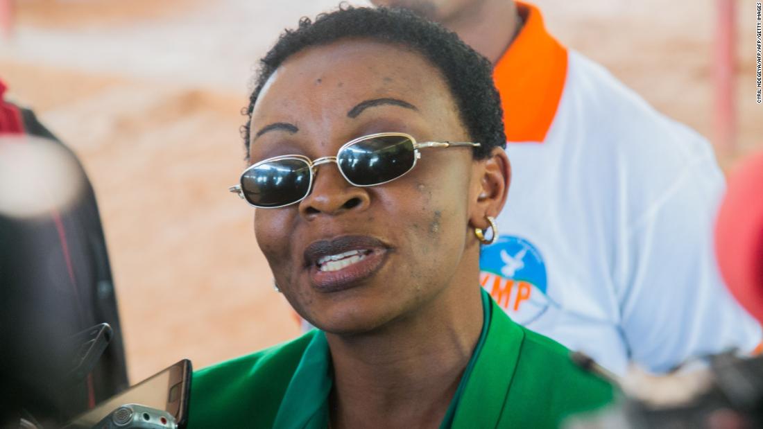 FDU president Victoire Ingabire speaks to the press after being released from prison in September 2018.