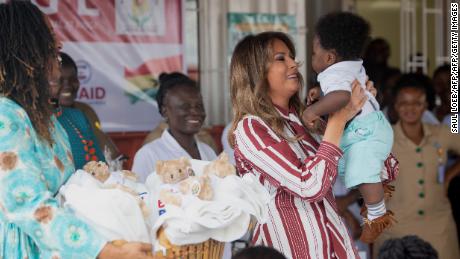 Melania Trump Is Greeted In Ghana Visits Baby Clinic Cnnpolitics