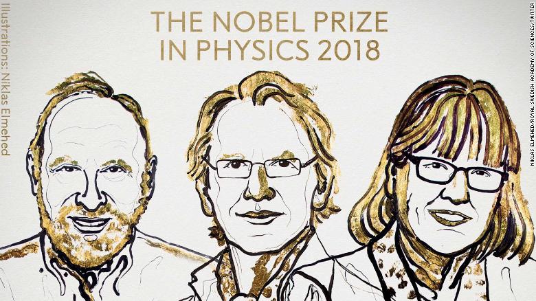 An illustration of the 2018 Nobel Prize in Physics winners.