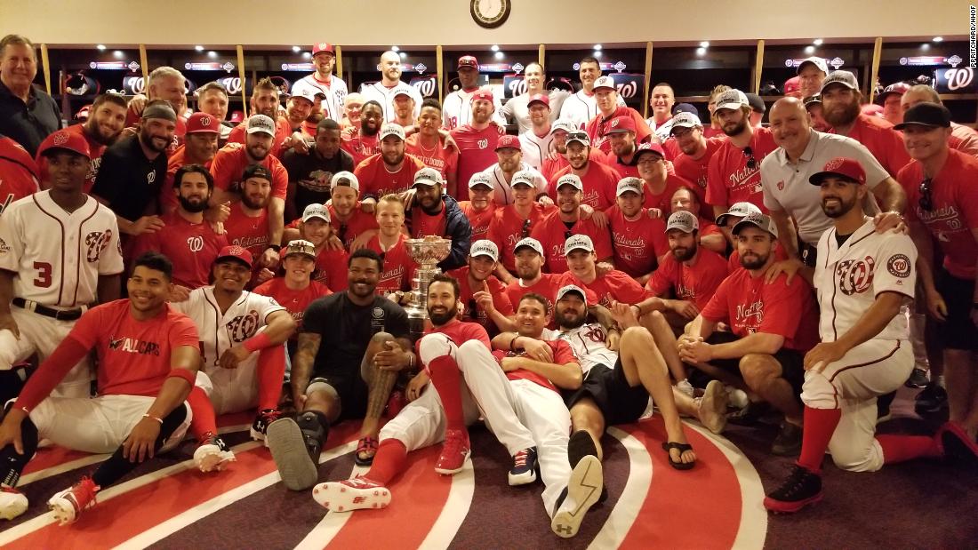 Days after the Washington Capitals won the Stanley Cup, they shared the joy and the trophy with their cross-town neighbors -- Major League Baseball&#39;s Washington Nationals.