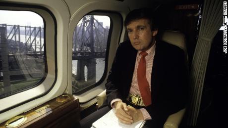 Donald Trump, real estate mogul, entrepreneur, and billionare, utilizes his personal helicopter to get around on August 1987 in New York City.