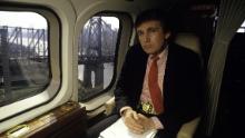 Donald Trump, real estate mogul, entrepreneur, and billionare, utilizes his personal helicopter to get around on August 1987 in New York City.