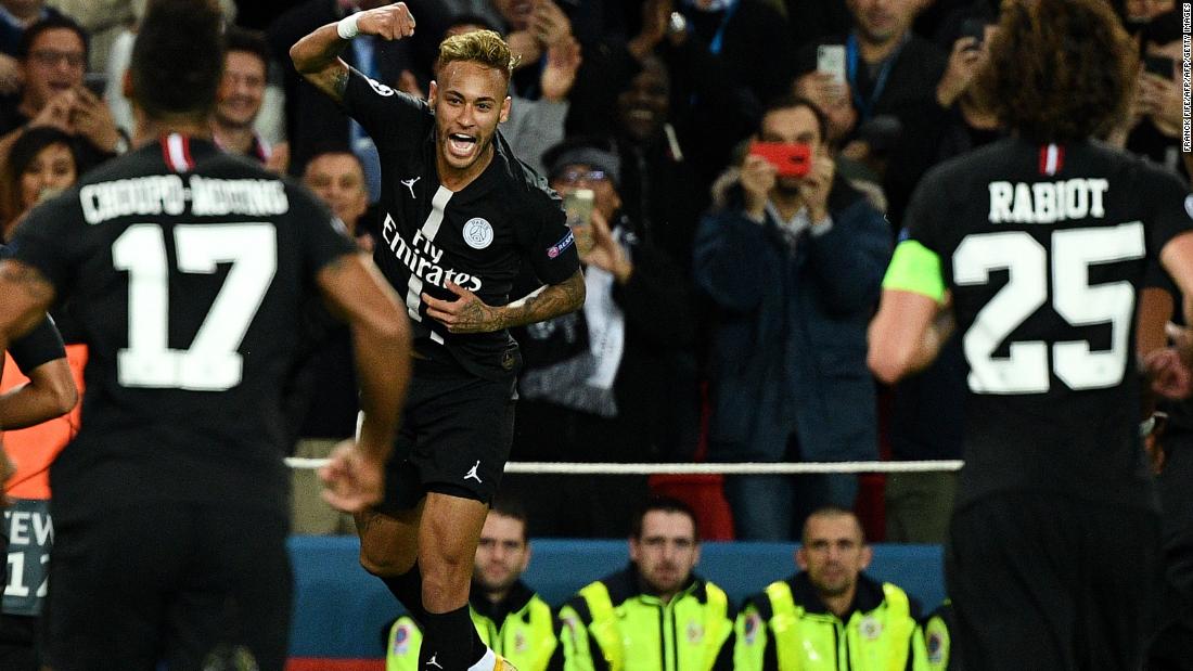 Neymar scored two free kicks to complete a stunning hat-trick as PSG routed Red Star Belgrade 6-1 at the Parc des Princes. The Brazilian, who equaled compatriot Kaka&#39;s record of 30 Champions League goals, was joined on the scoresheet by Kylian Mbappe, Angel Di Maria and Edinson Cavani.