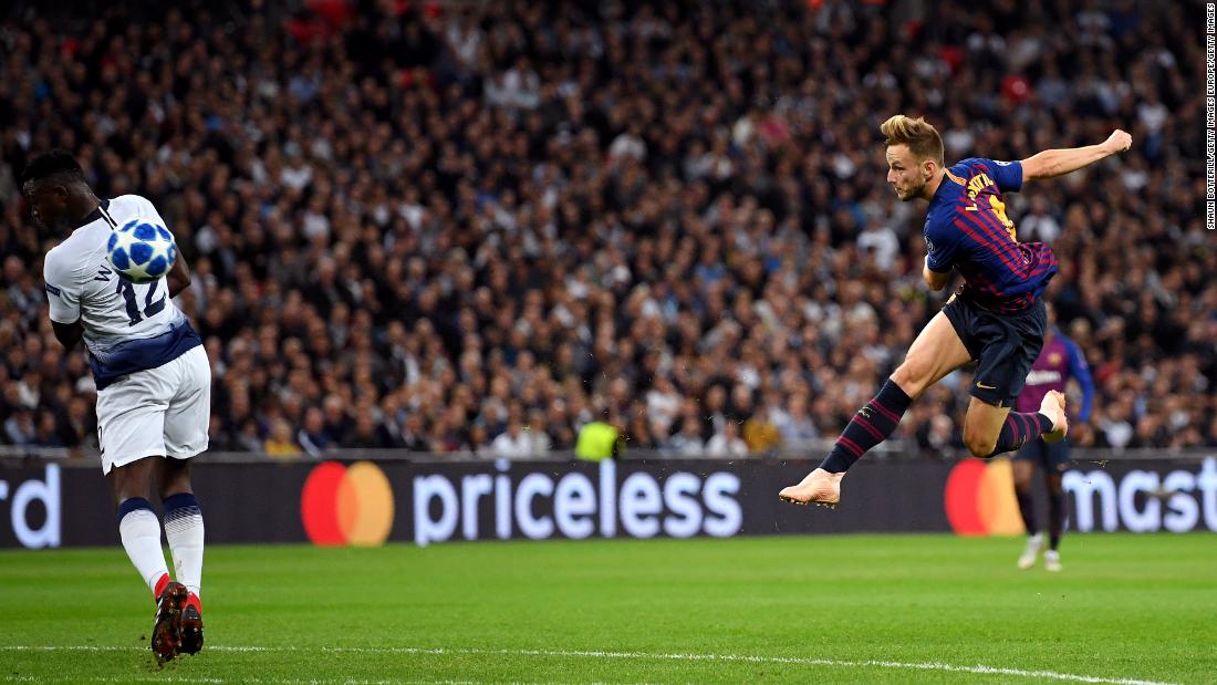 Ivan Rakitic&#39;s stunning volley was the pick of the goals in an enthralling encounter at Wembley, as Barcelona edged past Tottenham 4-2. Goals from Harry Kane and Erik Lamela weren&#39;t enough as Lionel Messi and Philippe Coutinho secured three points for the visitors.