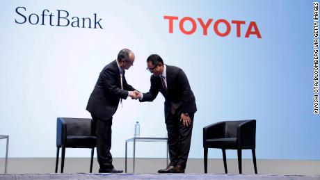 The leaders of SoftBank and Toyota appeared together in Tokyo to announce a new partnership. 