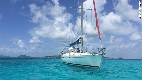 Vagabond, moored in Tobago Cays, is open for hitch-sailors 