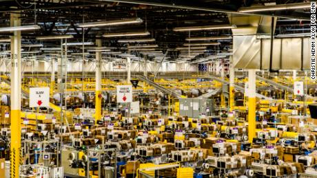 Inside an Amazon fulfillment center in Kent, Washington.