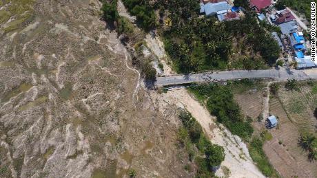 An aerial view of liquefaction in central Sulawesi, taken on October 4. 