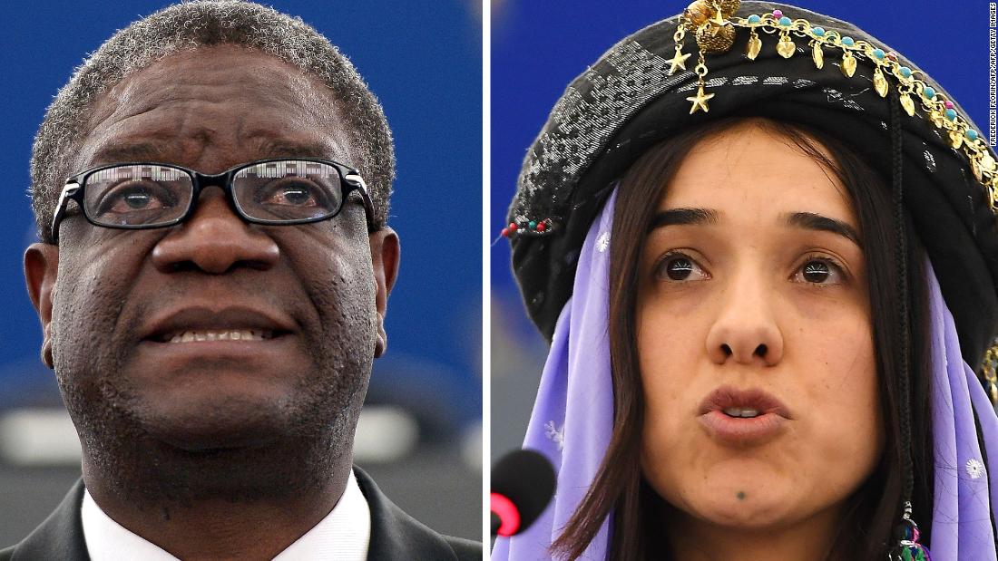 Congolese gynaecologist Denis Mukwege and Nadia Murad, public advocate for the Yazidi community in Iraq and survivor of sexual enslavement by the Islamic State jihadists won the 2018 Nobel Peace Prize on October 5, 2018 for their work in fighting sexual violence in conflicts around the world.