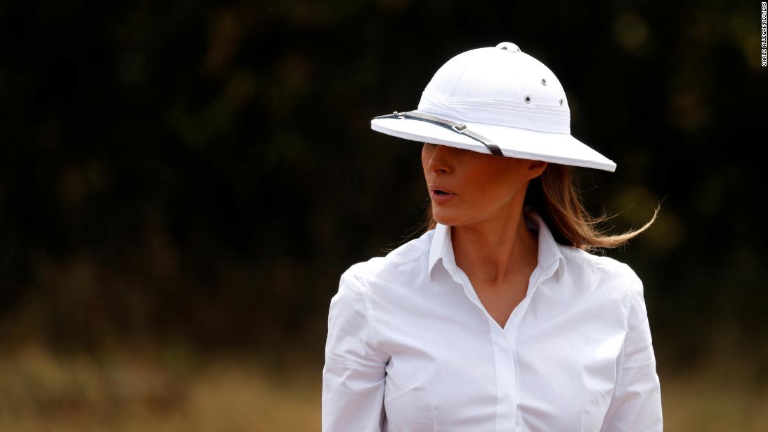First lady Melania Trump takes a guided safari at Nairobi National Park in Kenya on Friday, October 5. She sparked controversy with her hat, a pristine white pith helmet, &lt;a href=&quot;https://www.cnn.com/2018/10/05/politics/melania-trump-pith-helmet-africa/index.html&quot; target=&quot;_blank&quot;&gt;which some compared to those worn by colonialists and European militaries throughout Africa.&lt;/a&gt;