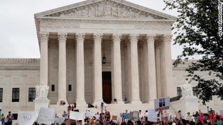 Activists demonstrate Saturday in front of the US Supreme Court in Washington.