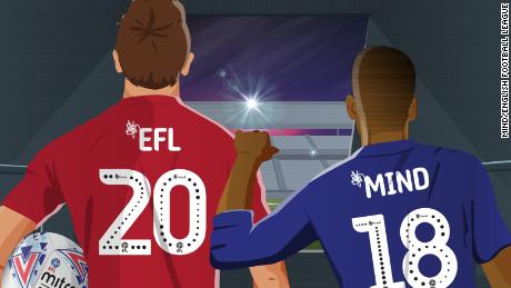 An image promoting the two-year partnership between Mind and the English football league in 2018.