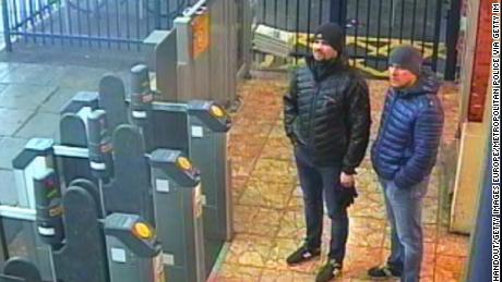 The suspects, seen here in Salisbury, were initially identified as Alexander Petrov and Ruslan Boshirov.