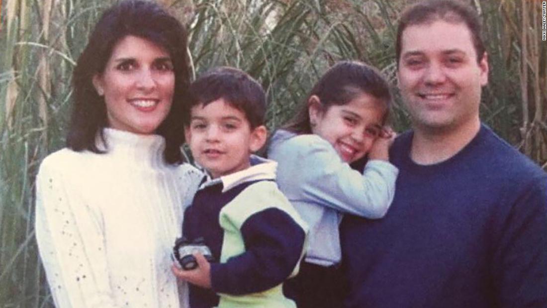 Haley with her family: husband Michael, son Nalin and daughter Rena. &lt;a href=&quot;https://twitter.com/nikkihaley/status/807700052508610560&quot; target=&quot;_blank&quot;&gt;She said on Twitter&lt;/a&gt; that this was her first Christmas card when she announced she would be running for the South Carolina state legislature.