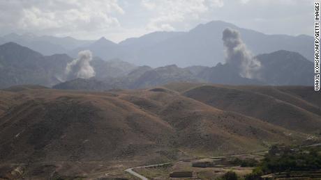 The aftermath of an air strike on insurgents in the eastern province of Nangarhar on July 8.