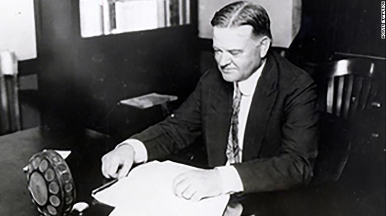 Secretary of Commerce Herbert Hoover broadcasts a plea to the nation to donate funds for disaster relief for the victims of the Mississippi flood in April 1927.