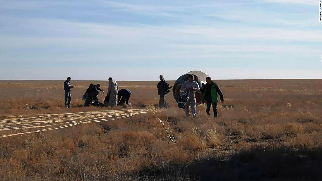 A view of the Soyuz MS-10 space capsule after the failed launch.