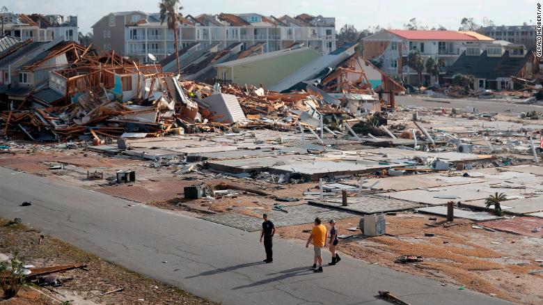 Rescue personnel perform a search in the aftermath of Hurricane Michael in Mexico Beach, Floirda, Thursday, Oct. 11, 2018.