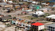 MEXICO BEACH, FLORIDA - OCTOBER 11: Homes destroyed by Hurricane Michael are shown from the air October 11, 2018 in Mexico Beach, Florida. At least seven deaths have been attributed to Michael, the most powerful hurricane on record to hit Florida's Panhandle, with 155-mph sustained winds.  (Photo by Chris O'Meara-Pool/Getty Images)