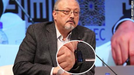 Jamal Khashoggi is pictured this year wearing Apple Watch.