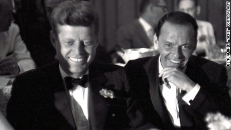 John F. Kennedy and Frank Sinatra at a Democratic party dinner in Los Angeles in 1960.