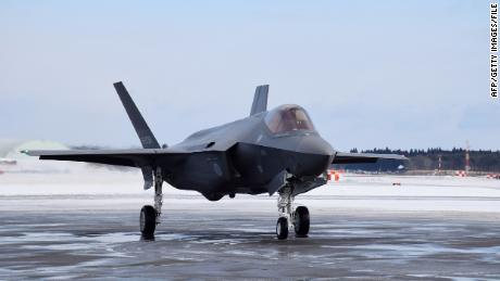 Japan&#39;s Air Self-Defense Forces&#39; new F-35A jet fighter arrives at Misawa Air Base on the northern end of the main island of Honshu in January.