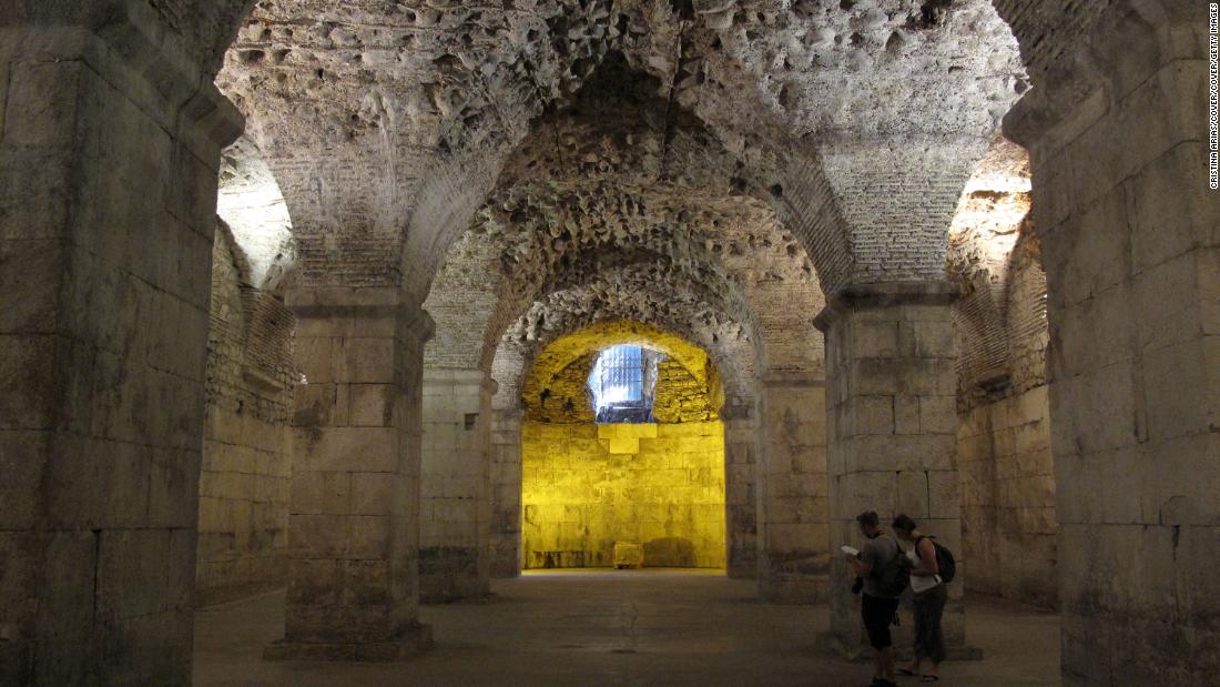 Underground areas, such as the vaulted cellars of the Palace of the Roman Emperor Diocletian in Split, Croatia, would be hard hit by the rising sea levels caused by climate change.