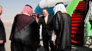 Saudi Foreign Minister Adel al-Jubeir, left, meets US Secretary of State Mike Pompeo Tuesday in Riyadh.