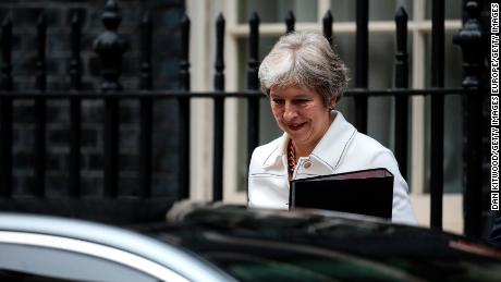British Prime Minister Theresa May leaves Downing Street on October 15, 2018 in London, UK. 